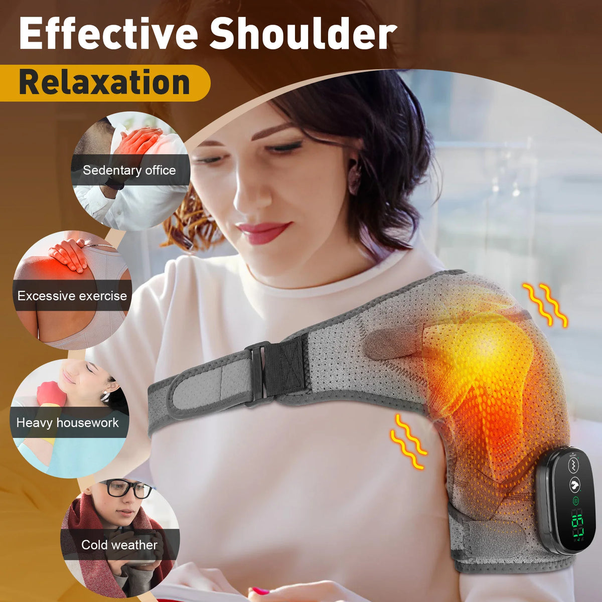 PASTSKY Electric Shoulder Heating Pad Vibration Hot Compress For Back Knee