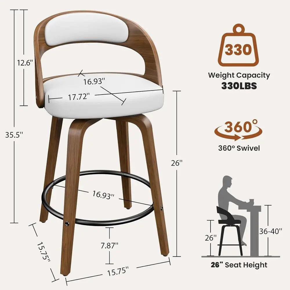 Mid Century Swivel Bar Stools Set Of Three With Back