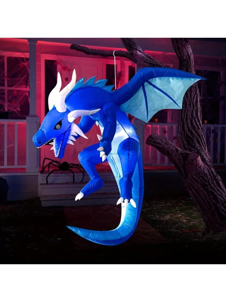 Halloween Hanging Ice Dragon Inflatable With LED Outdoor Decorations