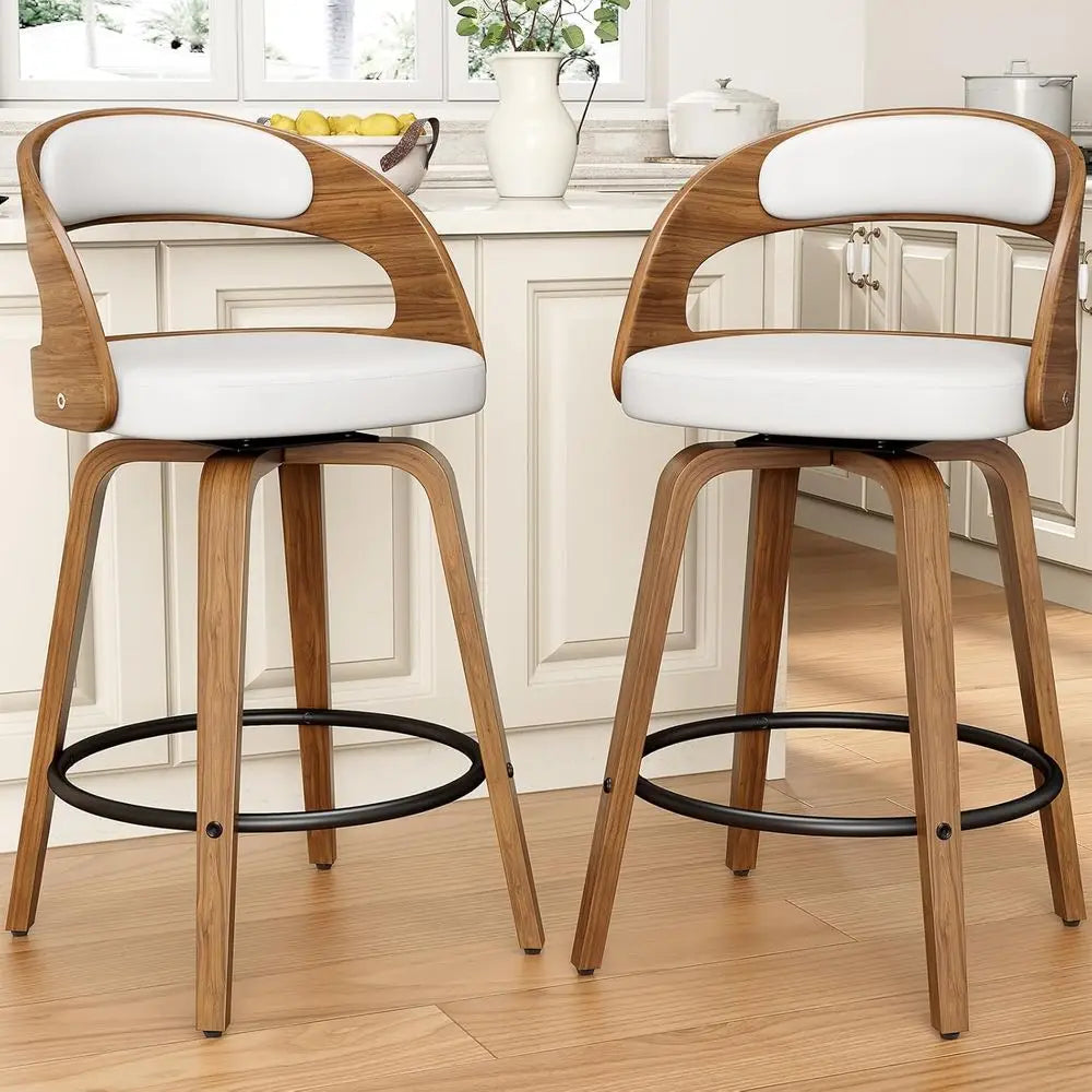 Mid Century Swivel Bar Stools Set Of Three With Back