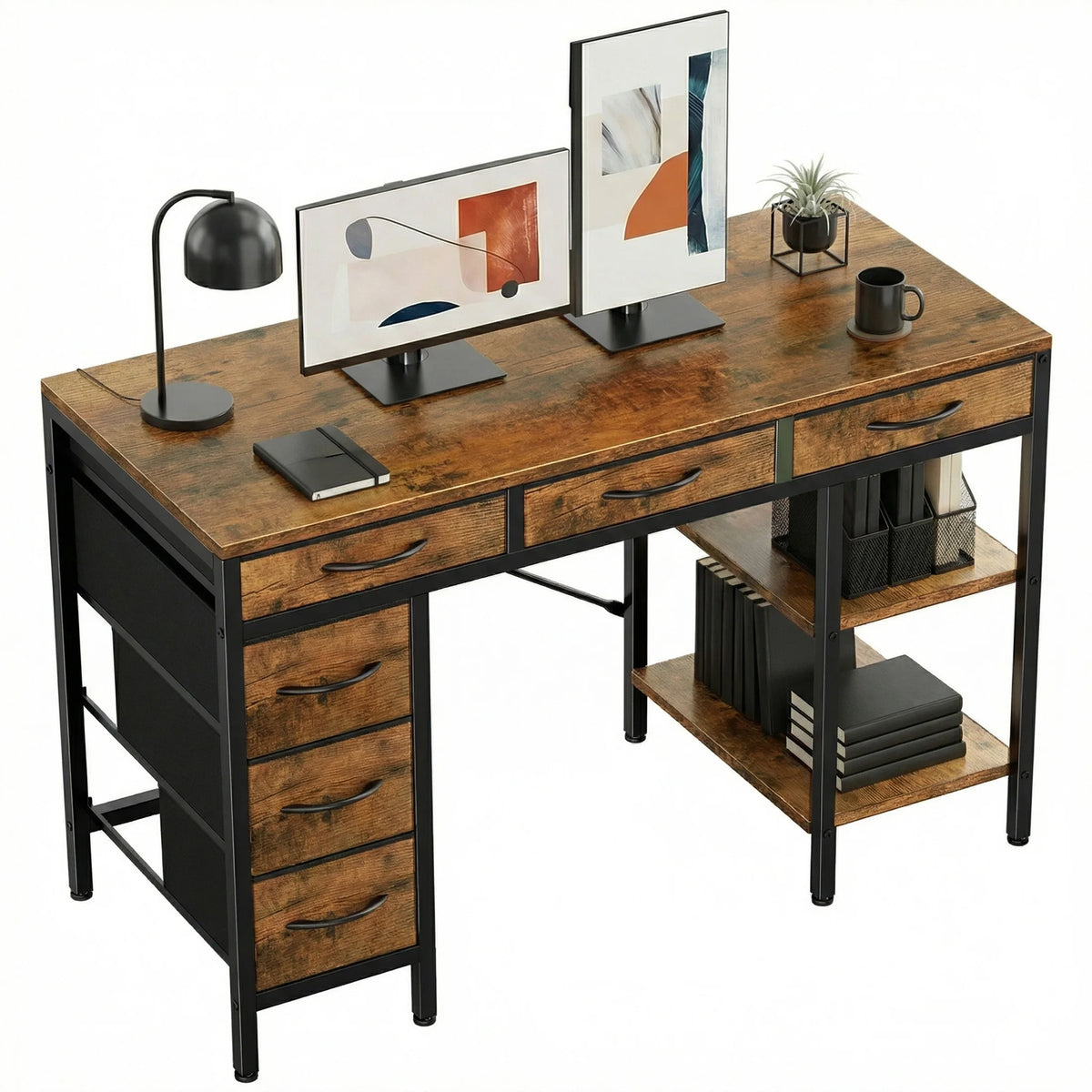 MCQ Office Computer Desk With Storage Shelves And Drawers