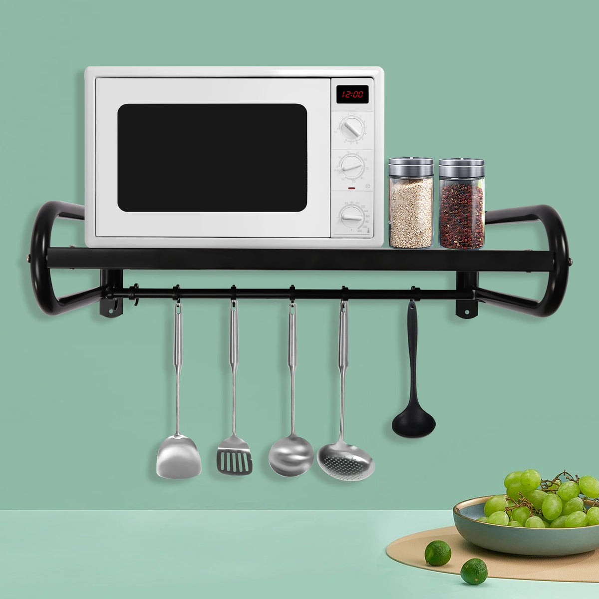 Premium Carbon Steel Wall Mount Shelf For Kitchen Microwave Storage