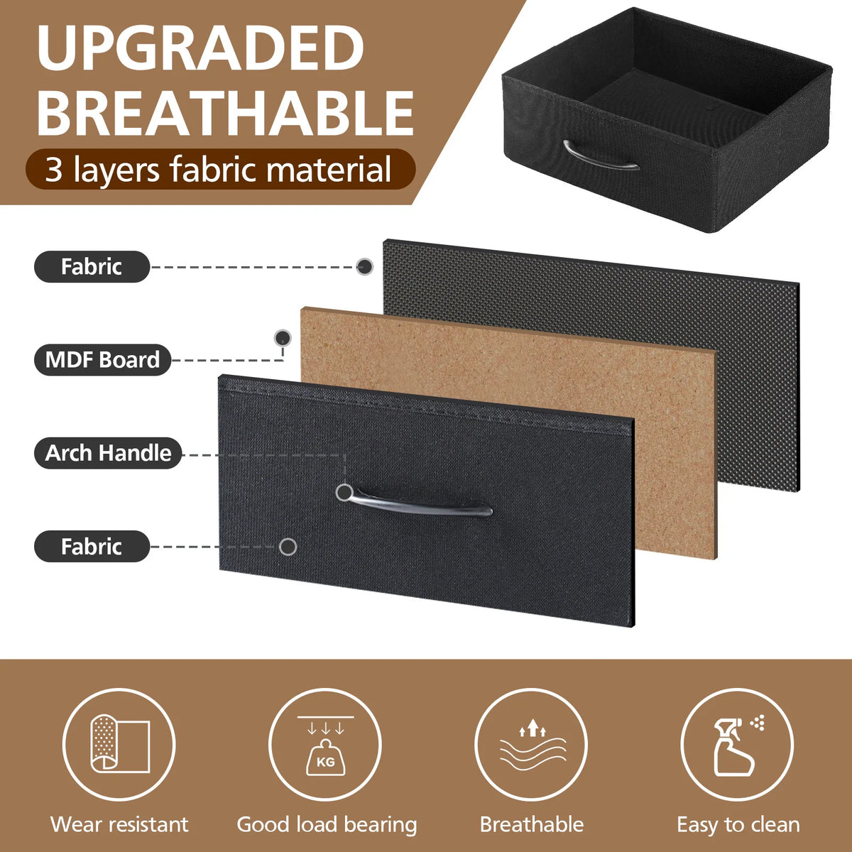 JHK Modern 3 Drawer Bedside Table With USB Charging Station