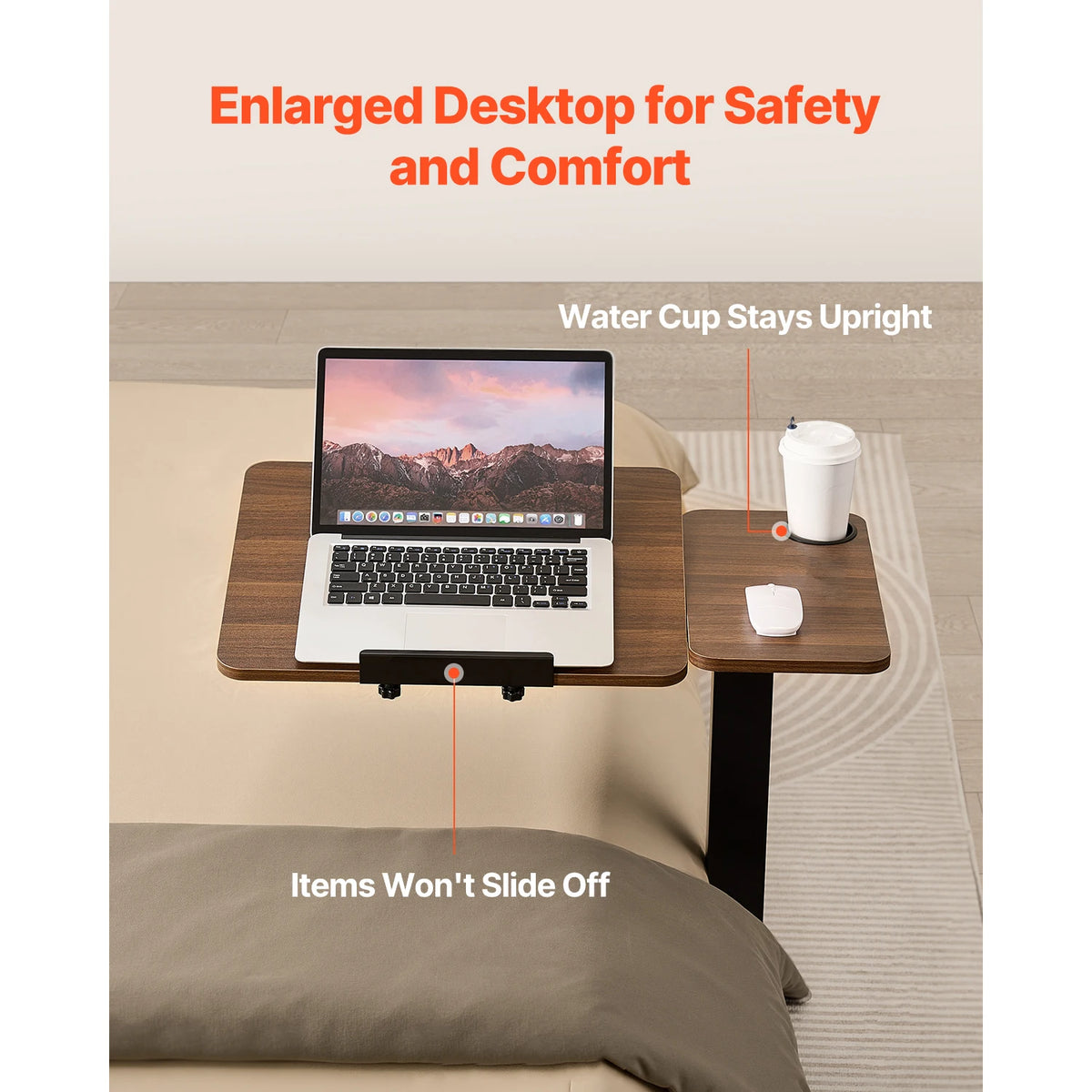 SucceBuy Height Adjustable Overbed Bedside Laptop Desk