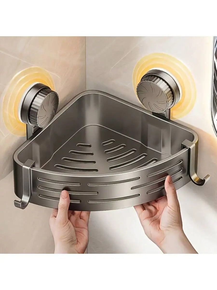 Heavy Duty Suction Corner Shower Caddy With Towel Bar