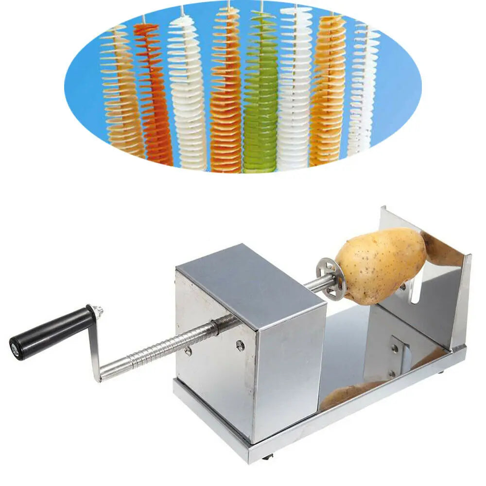 Stainless Steel Hand Cranked Spiral Potato And Apple Slicer
