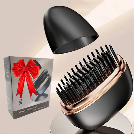 Zimir Mini Rechargeable Hair Straightener Brush With Temperature Control