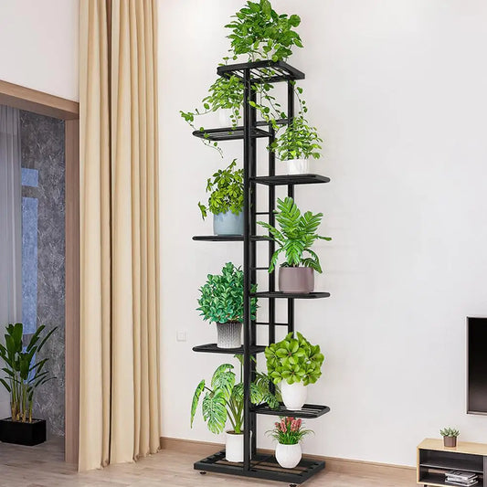 HiMISS Vertical Metal Plant Stand Flower Pot Rack Shelf