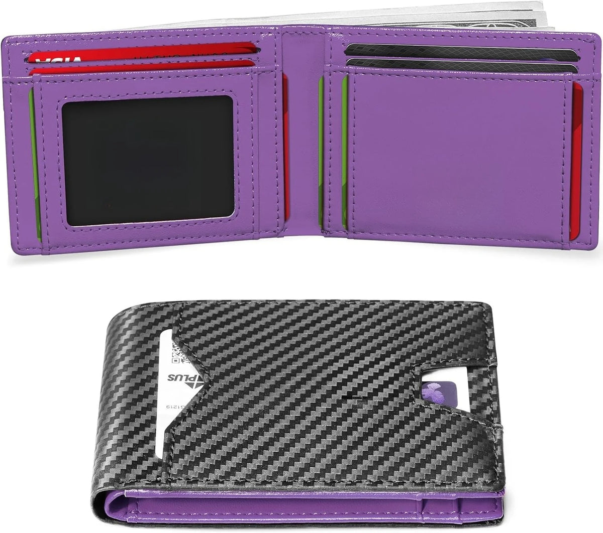 Slim Rfid Blocking Leather Bifold Wallet With Credit Card Organization
