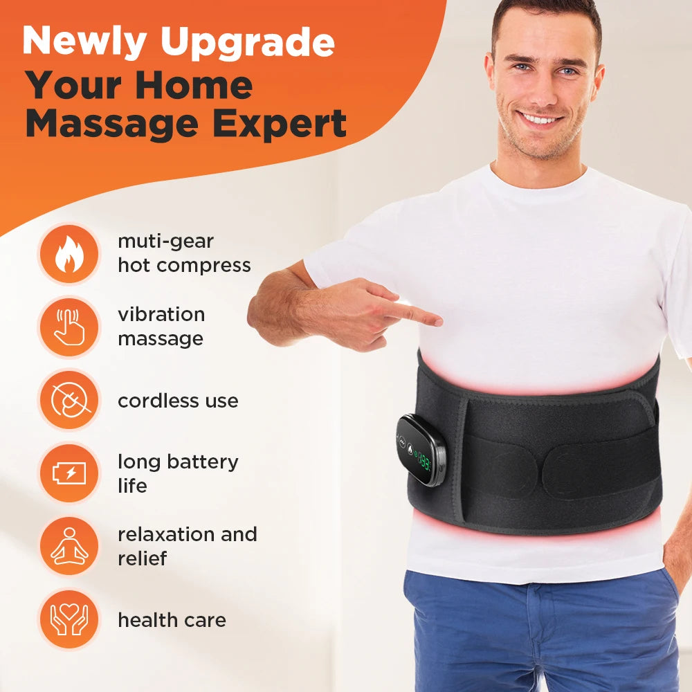 Hailicare Heating Vibration Massager Belt With Red Light Lumbar Support