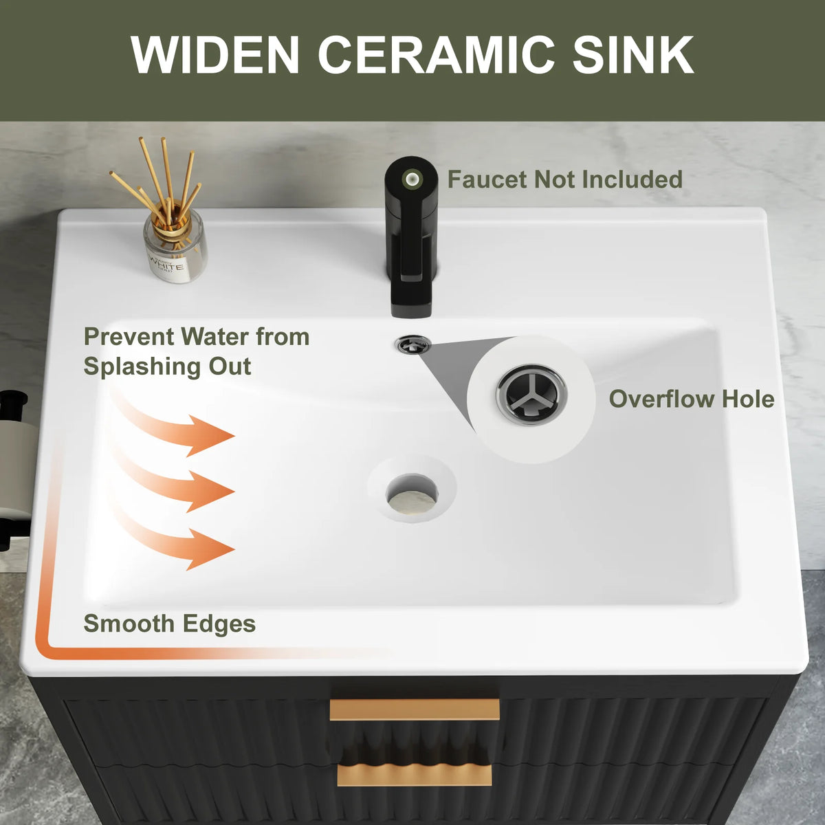 Evokeden Floating Wall Bathroom Vanity Cabinet With Basin