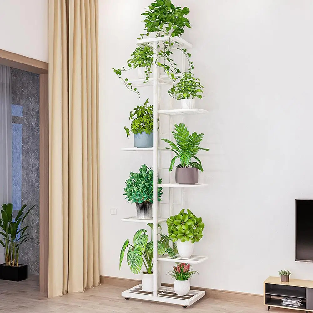 HiMISS Vertical Metal Plant Stand Flower Pot Rack Shelf