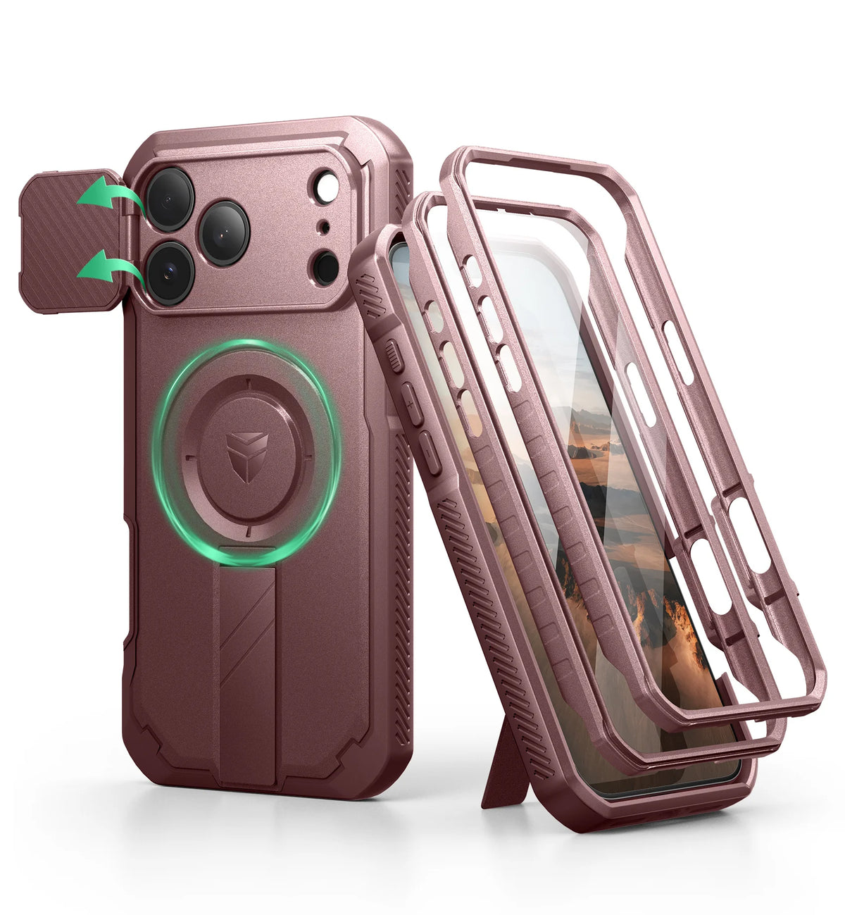 Dexnor Shockproof MagSafe iPhone Case With Flip Camera Kickstand