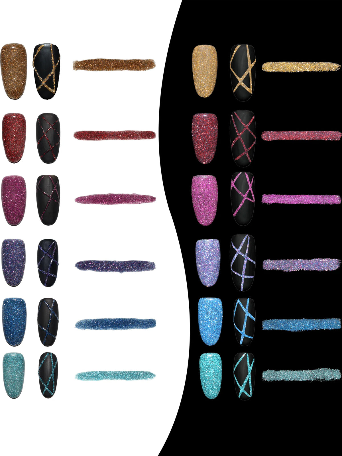 Soak Off UV Gel Nail Art Reflective Glitter Polish Kit