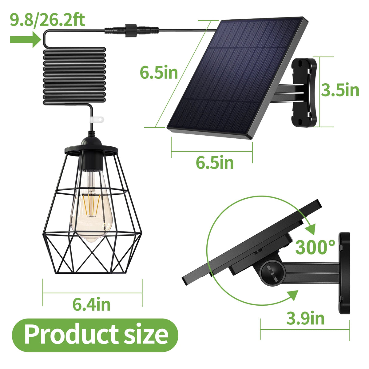 Intelamp Dimmable Solar Pendant Lights Waterproof Indoor Outdoor