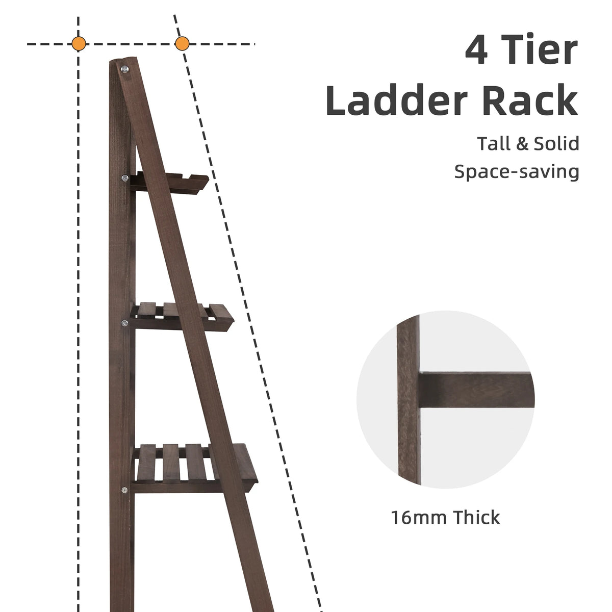 Folding Wooden Storage Ladder Shelf For Indoor Display