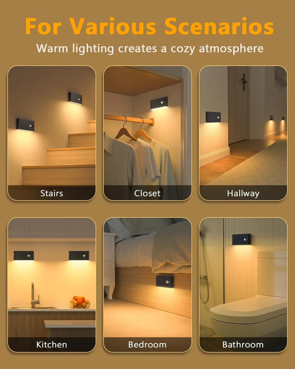Willed Rechargeable Motion Sensor LED Night Light Wireless Wall Lamp