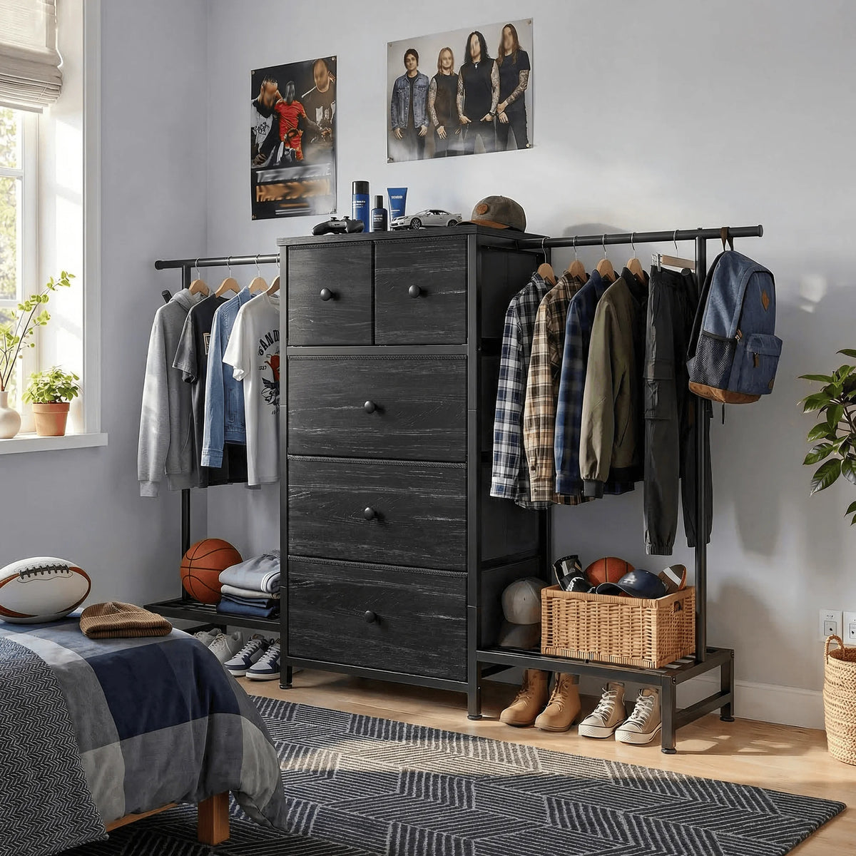 EnHomee 3In1 Fabric Dresser With Integrated Shoe Rack