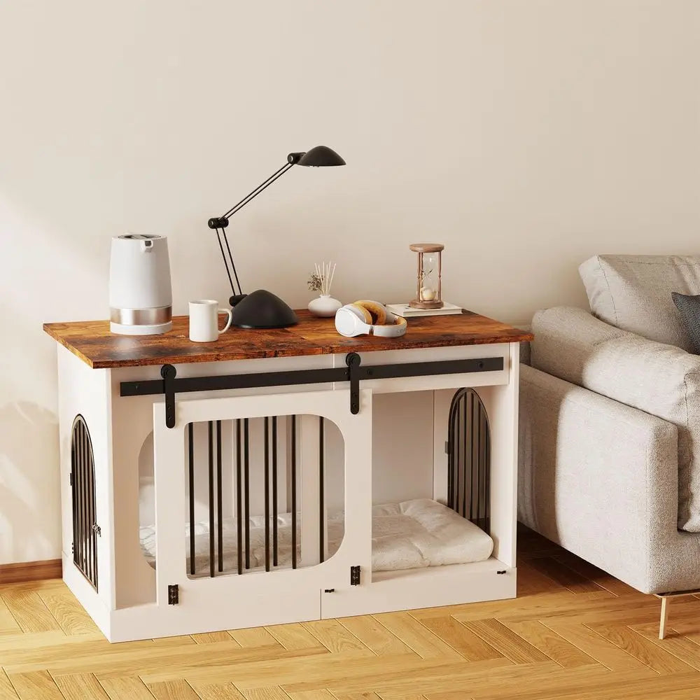 Indoor Dog Crate Furniture With Cushion And Sturdy Wood Frame