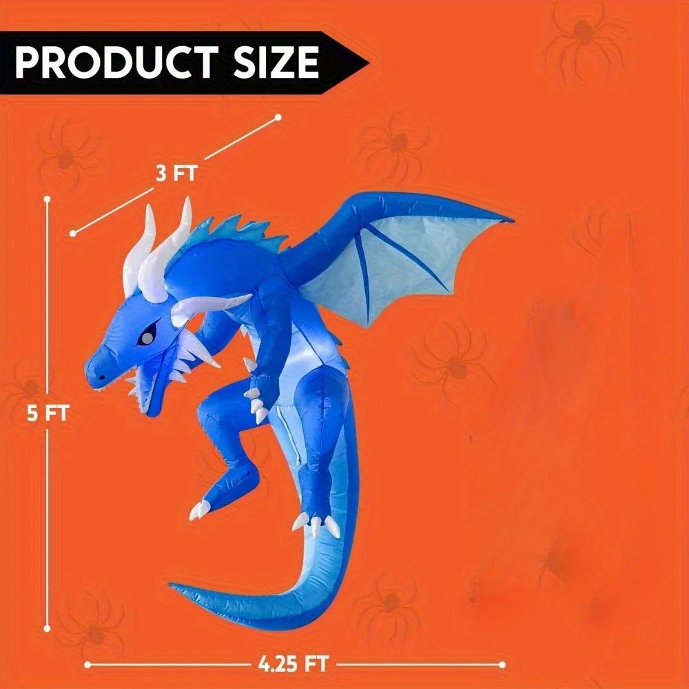 Halloween Hanging Ice Dragon Inflatable With LED Outdoor Decorations