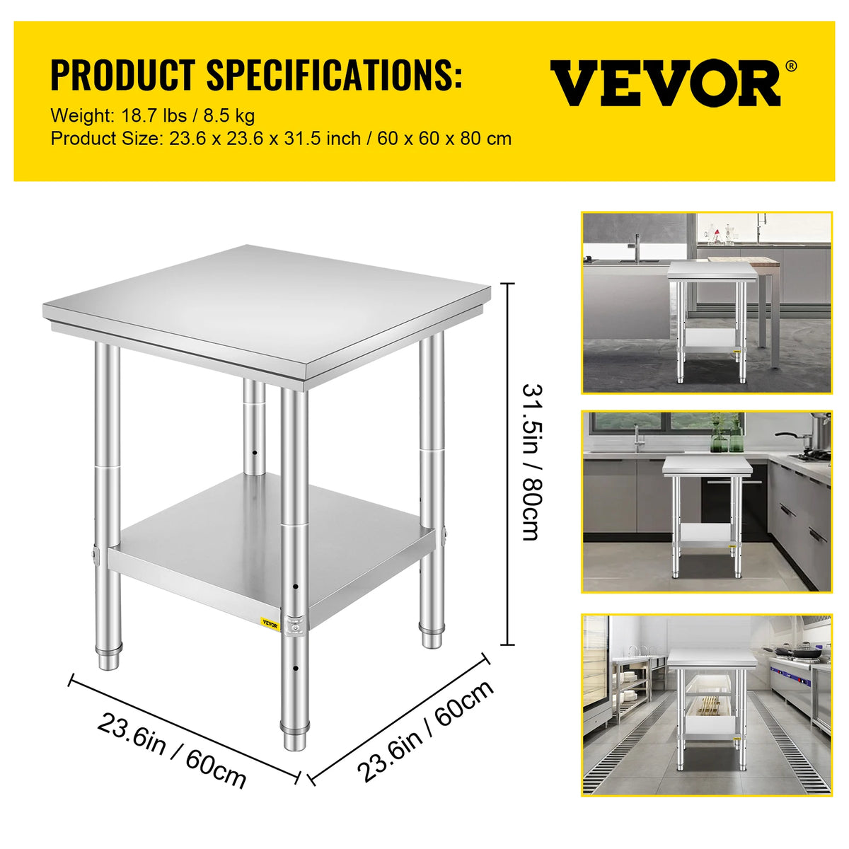 Commercial Stainless Steel Kitchen Work Table With Storage Shelf