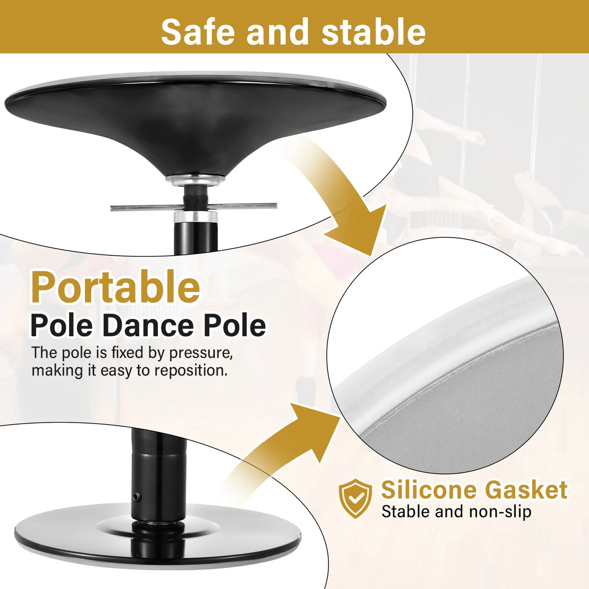 Portable Static Dance Pole For Home Fitness And Gym Training