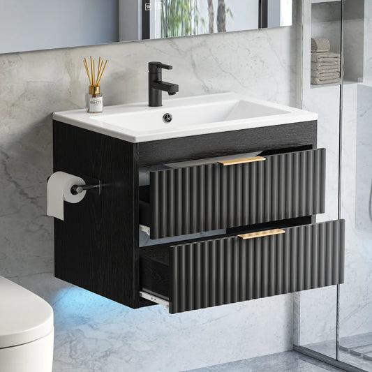 Evokeden Floating Wall Bathroom Vanity Cabinet With Basin