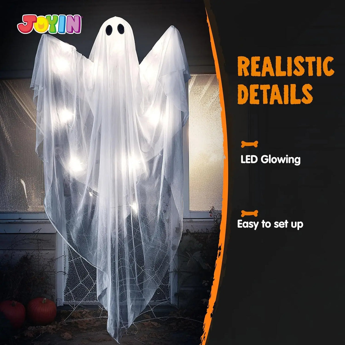 Halloween Hanging Ghost Decoration With Spooky LED Light for Indoor Outdoor Decor
