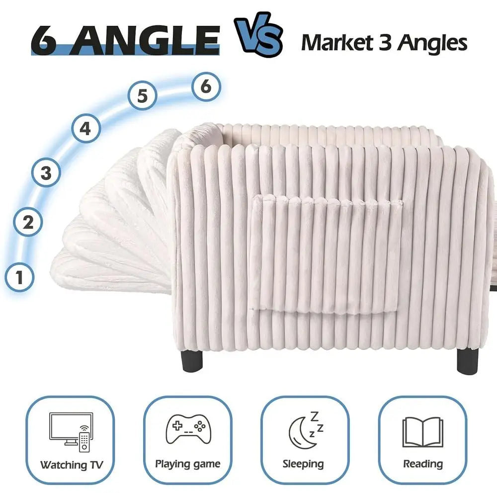 Upgraded Rotatable Wooden Sleeper Chair Bed With Plush Upholstery