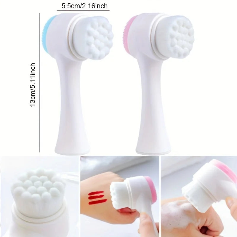 Silicone Double Sided Facial Brush Exfoliating Cleanser For Pore Cleaning