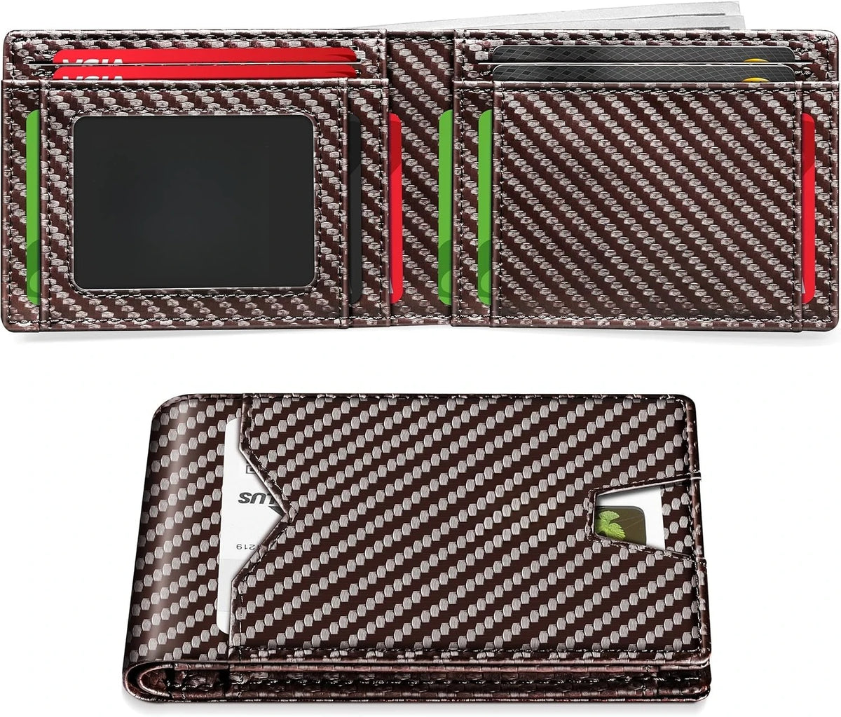 Slim Rfid Blocking Leather Bifold Wallet With Credit Card Organization