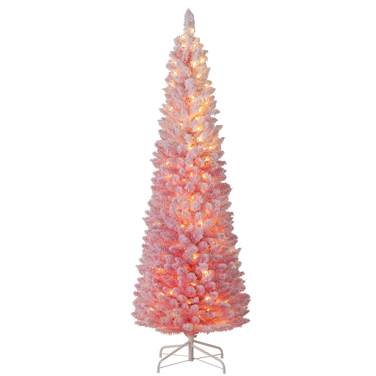 LIFEZEAL Pre-Lit Snow Flocked Artificial Christmas Tree With PVC Branches