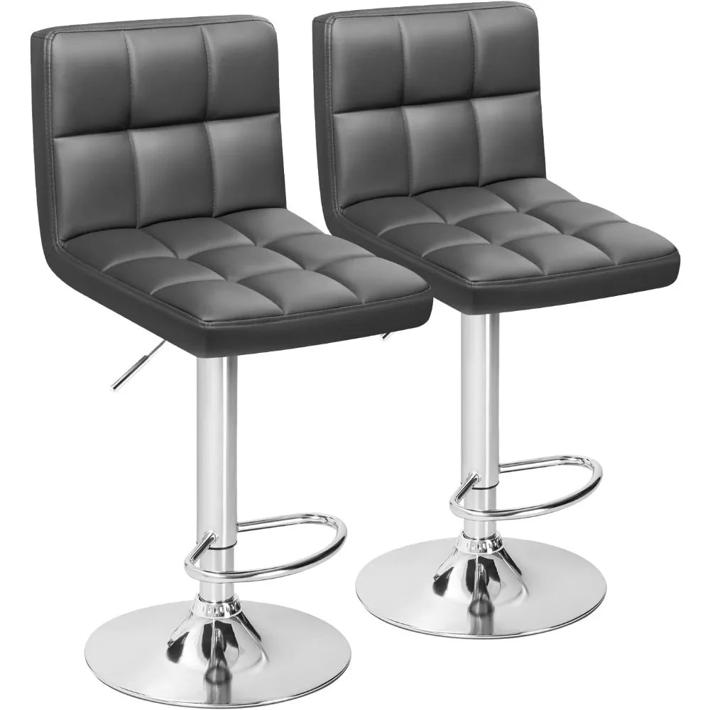 Adjustable Hydraulic Swivel Bar Stools Set of 2 Square Design