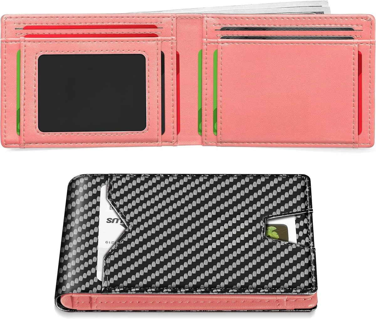 Slim Rfid Blocking Leather Bifold Wallet With Credit Card Organization