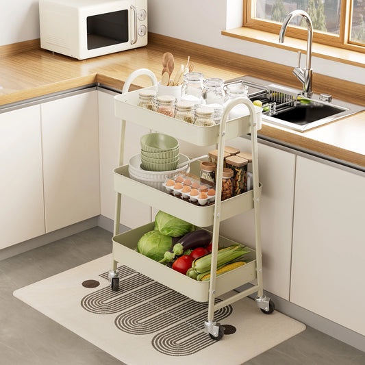 JHK Rolling Storage Cart with Lockable Wheels Mobile Kitchen Organizer