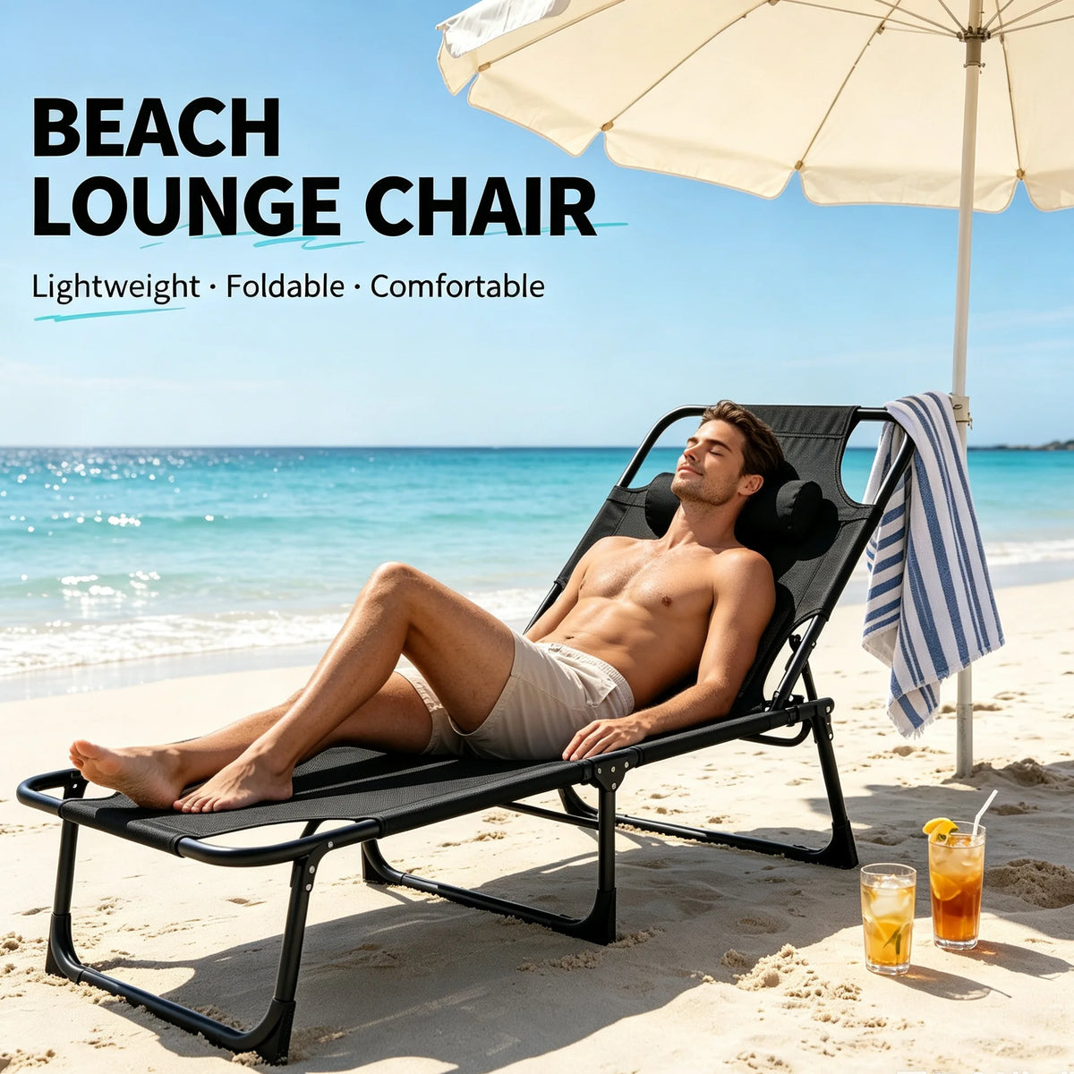 Portable Folding Camping Lounge Chair With Adjustable Backrest Design