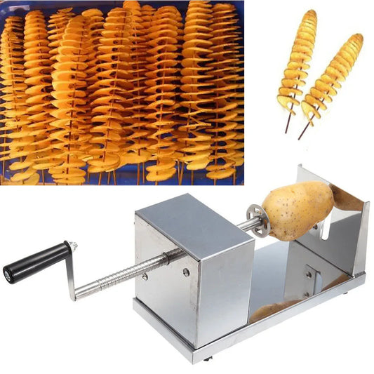 Stainless Steel Hand Cranked Spiral Potato And Apple Slicer