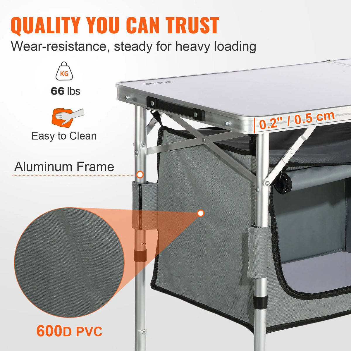 VEVOR Folding Camping Kitchen Table Quick Setup Outdoor Picnic BBQ