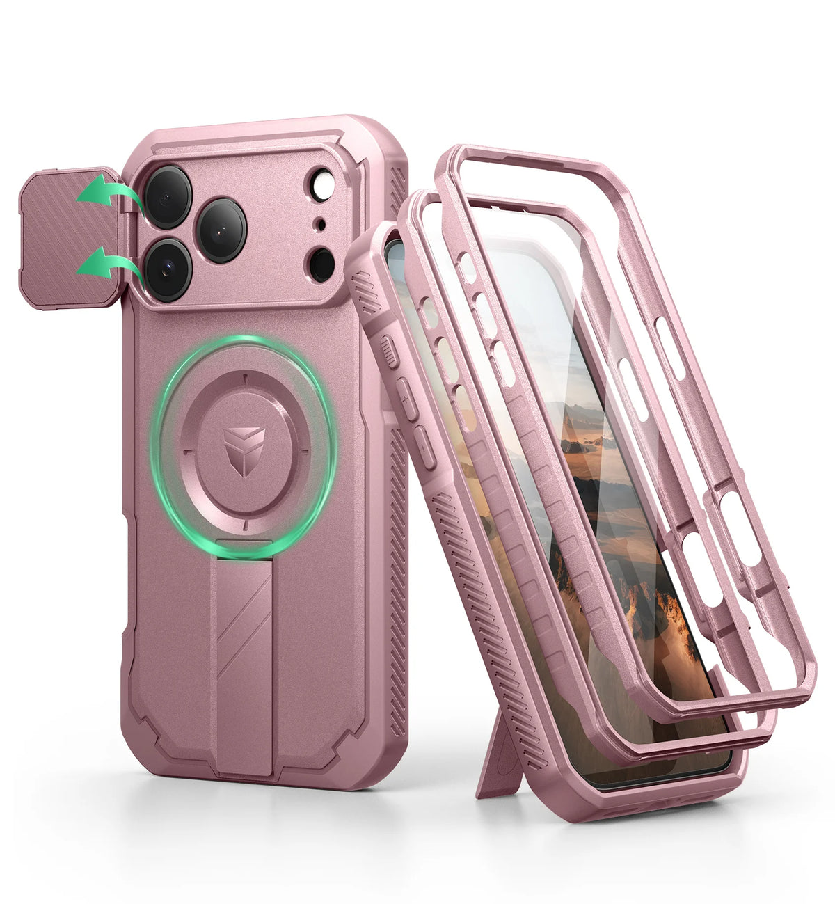 Dexnor Shockproof MagSafe iPhone Case With Flip Camera Kickstand