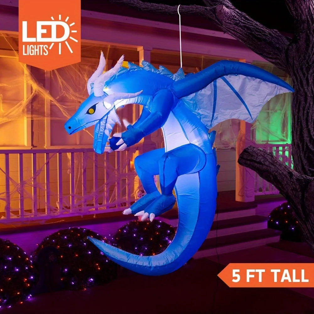 Halloween Hanging Ice Dragon Inflatable With LED Outdoor Decorations