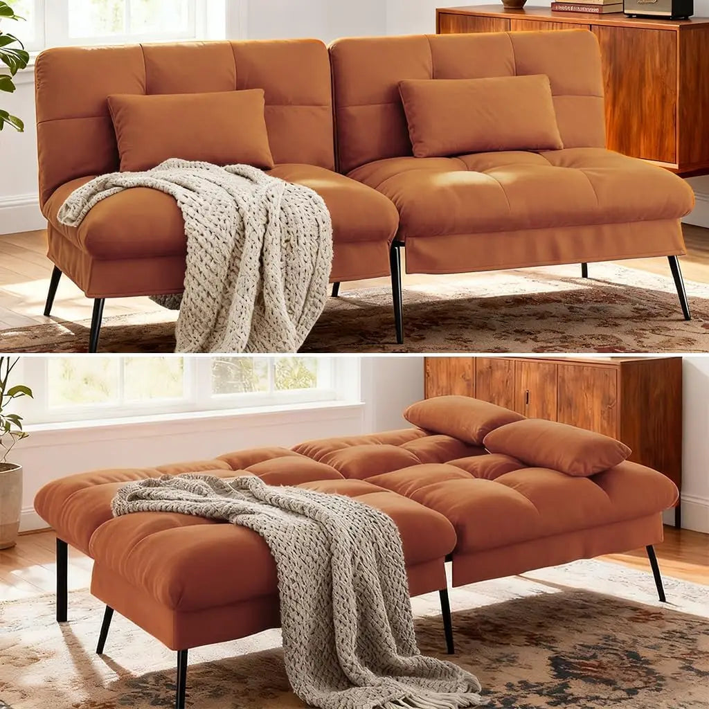 Comhoma Convertible Futon Sofa Bed With Adjustable Backrest Support