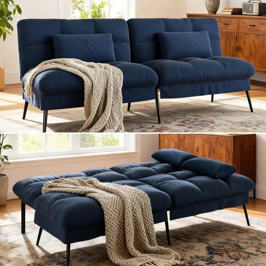 Comhoma Convertible Futon Sofa Bed With Adjustable Backrest Support