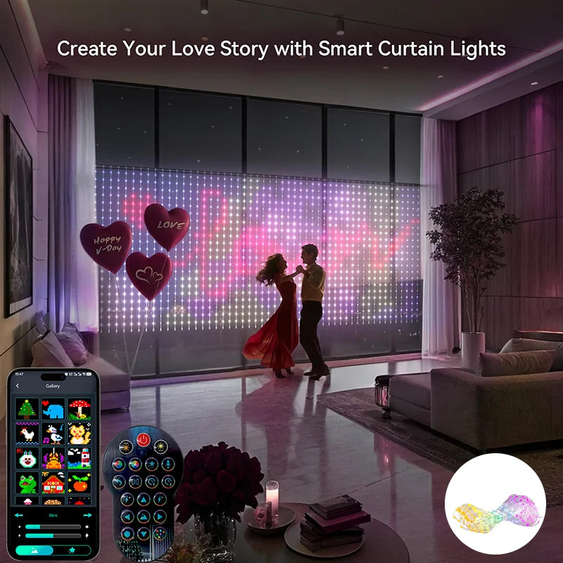 GCTECHING Smart RGBIC LED Curtain Lights With App Music Sync