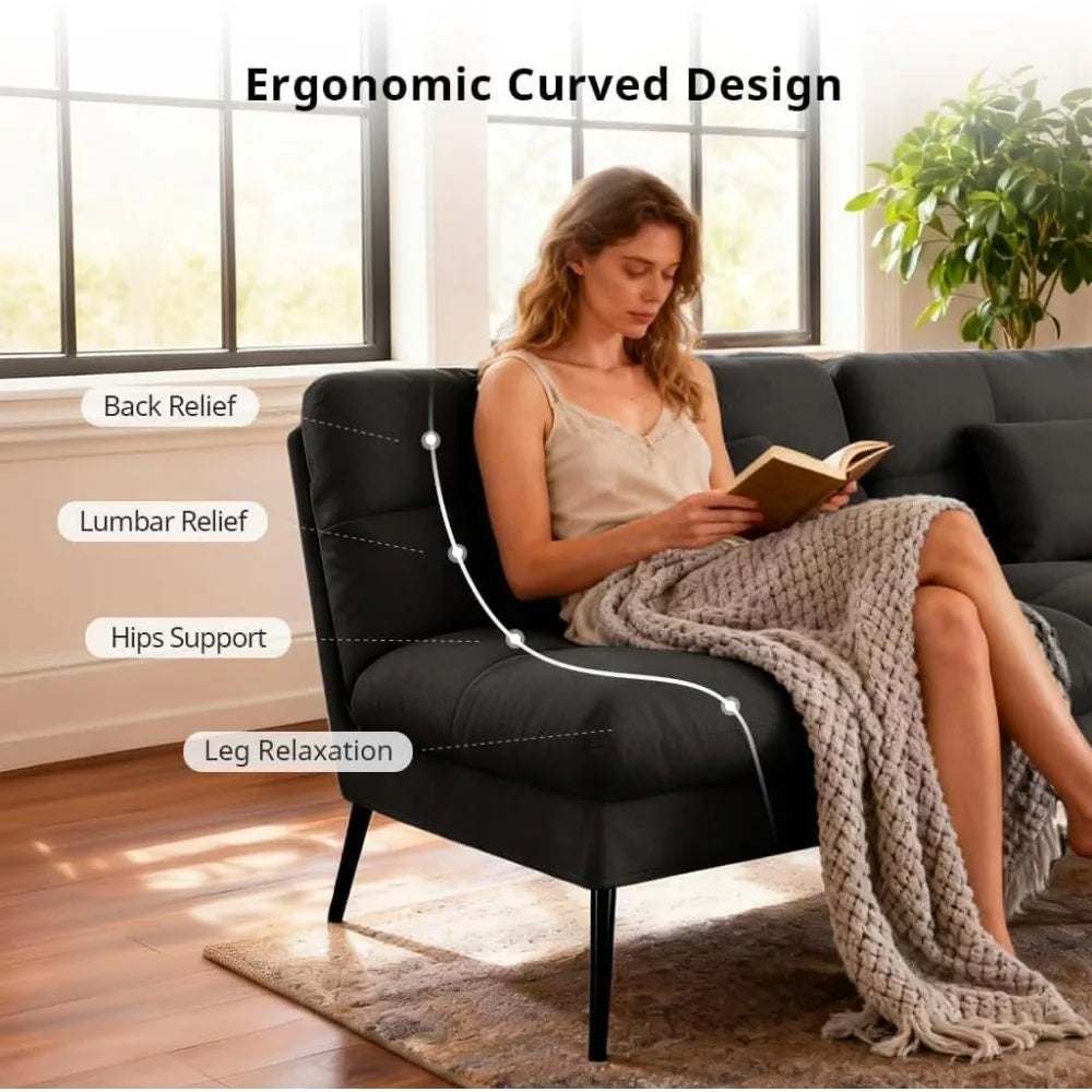 Comhoma Convertible Futon Sofa Bed With Adjustable Backrest Support