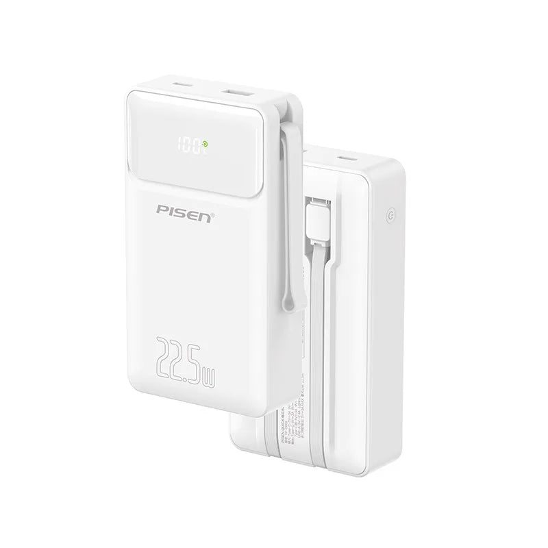 Pisen Portable Charger With Built In Cables and Battery Display