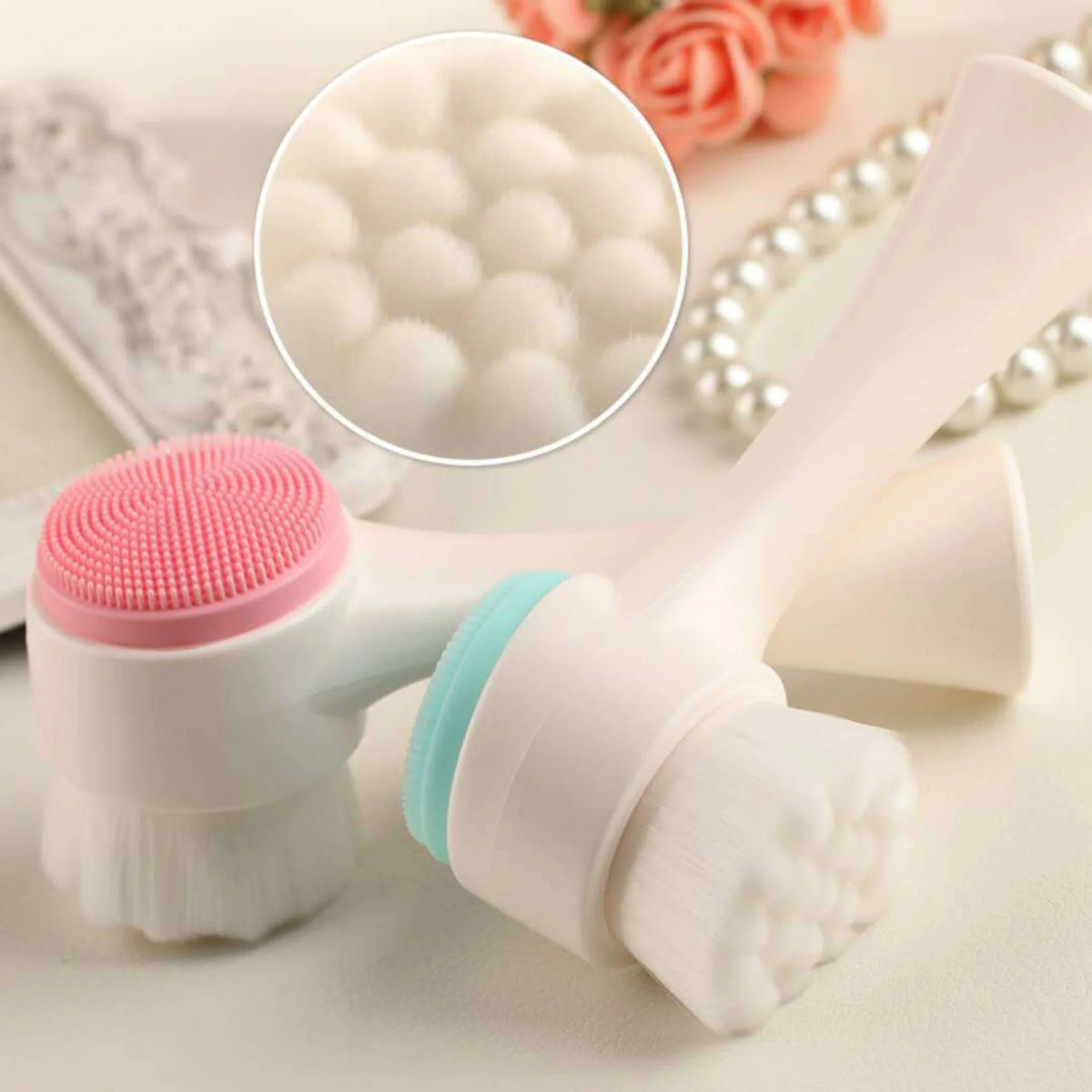 Silicone Double Sided Facial Brush Exfoliating Cleanser For Pore Cleaning