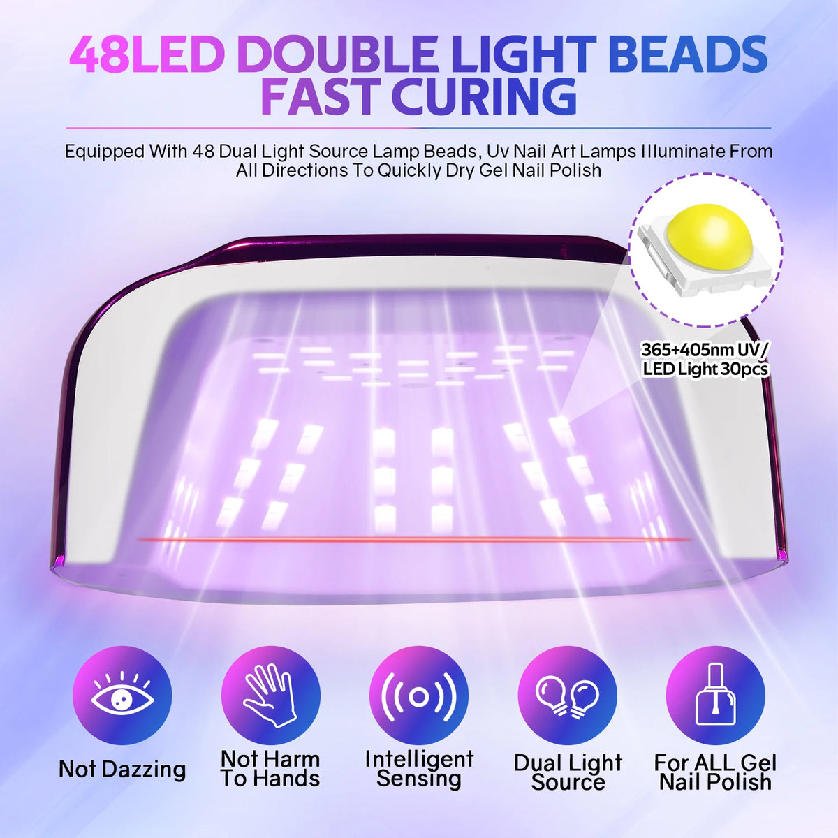 SAYSALLY 48Leds 200W UV Nail Lamp With LCD Screen Rechargeable