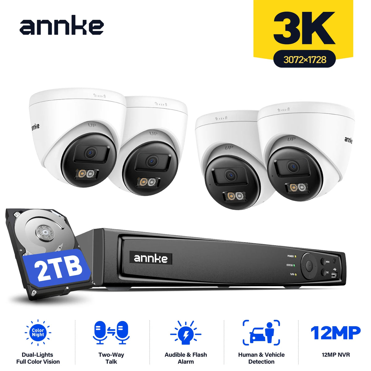Annke 3K PoE Night Vision Outdoor Security Camera System