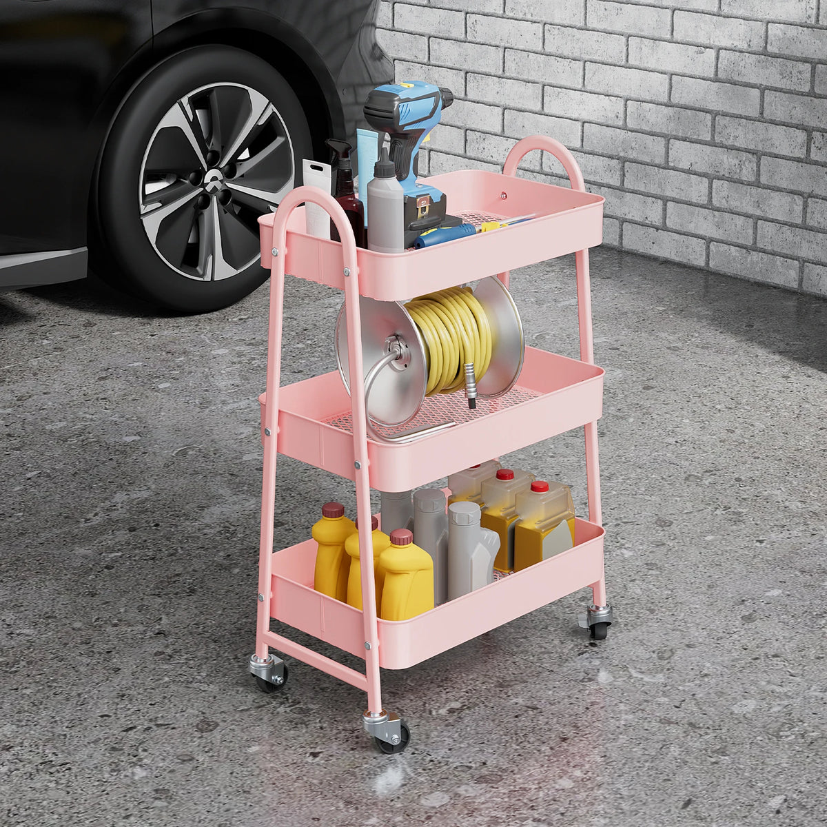 JHK Rolling Storage Cart with Lockable Wheels Mobile Kitchen Organizer