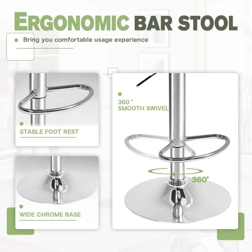 Adjustable Hydraulic Swivel Bar Stools Set of 2 Square Design